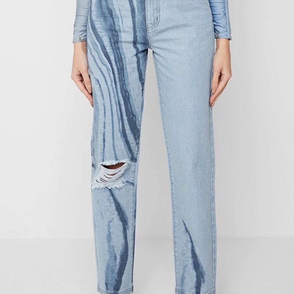 NWT Maniere de voir light blue marble Mom Jeans - Picture 3 of 6